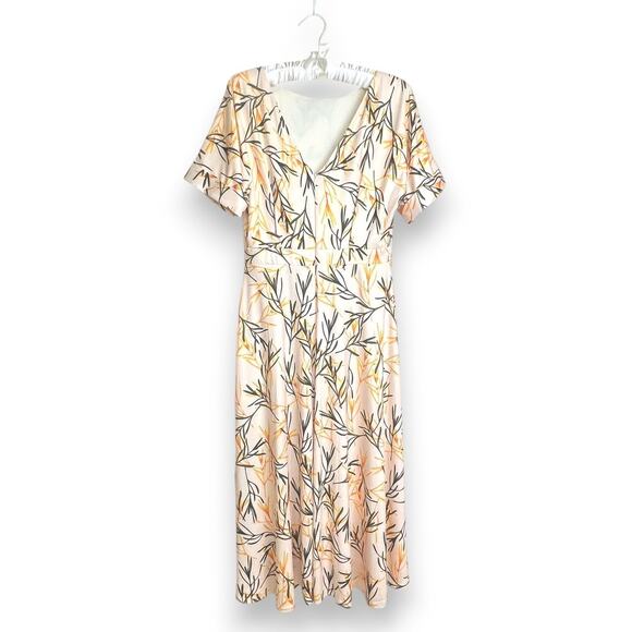 Alexia Admor Size M Lana Midi Dess Leaf Print Front Leg Slit V-back Flowy - Picture 6 of 12